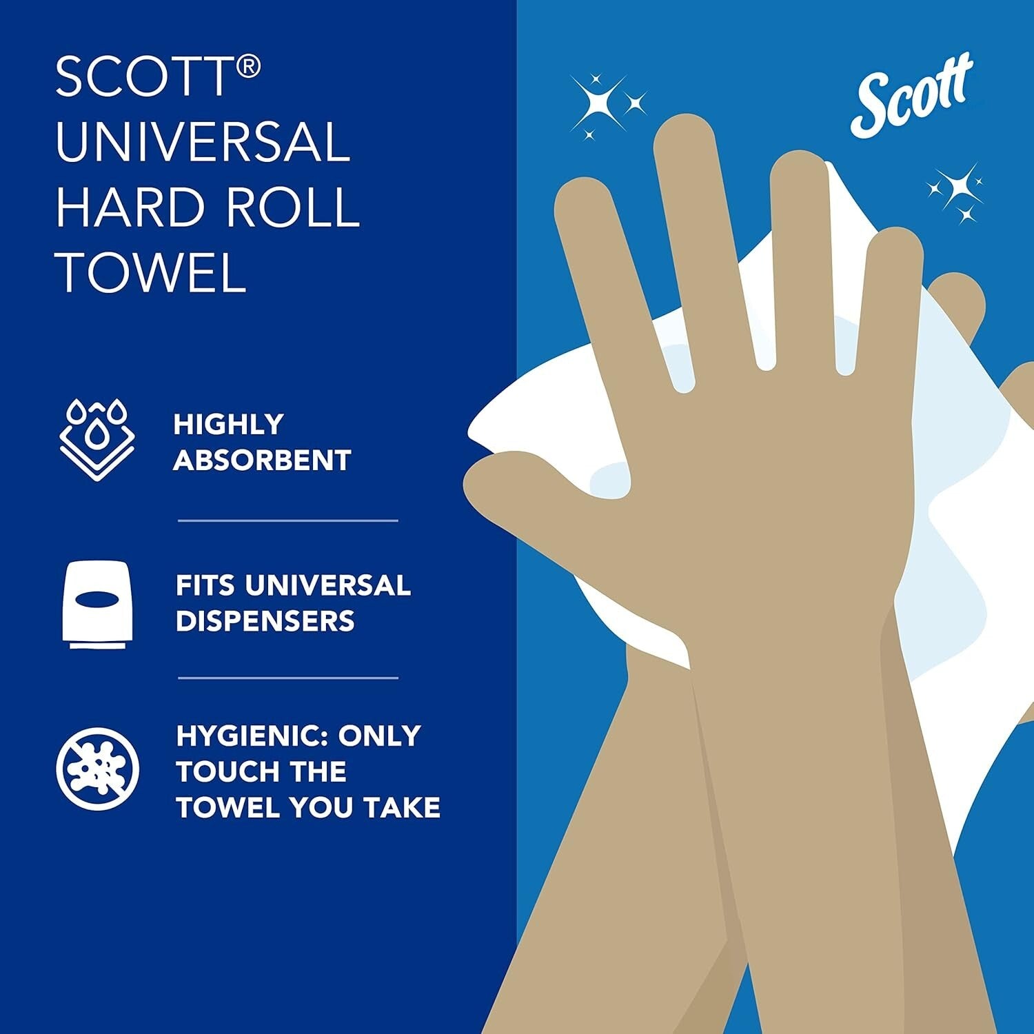 12 Rolls of Absorbent Hard Roll Paper Towels - Fast Drying, 9,600 Total Sheets