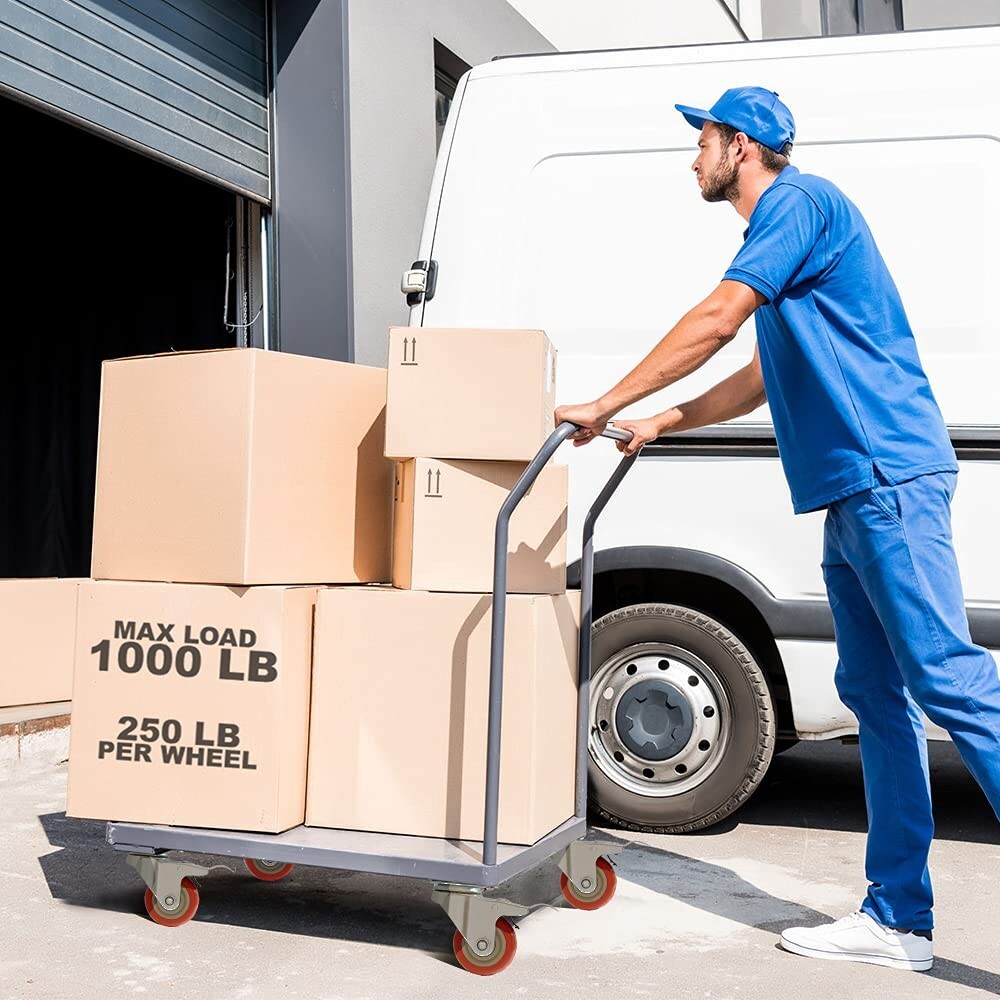 8-Pack 3-Inch Caster Wheels with Brakes - Red Polyurethane for Furniture & Cart