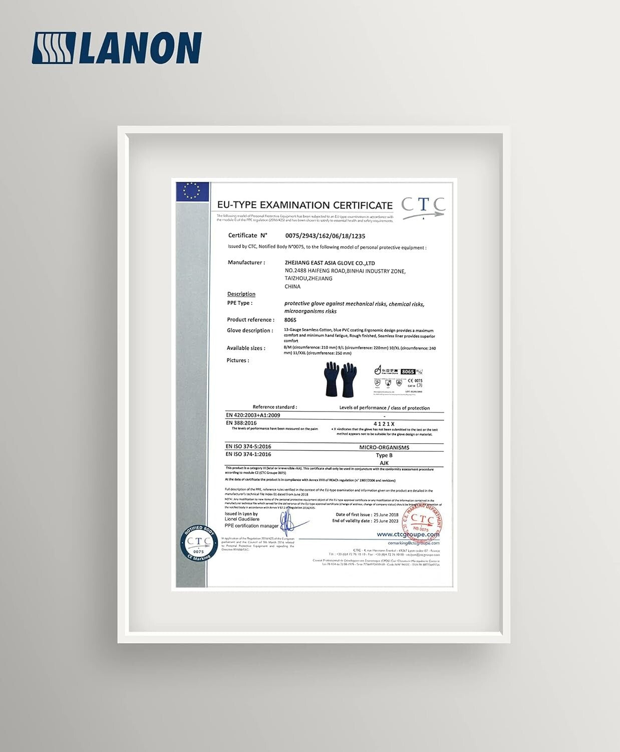 XL PVC Rubber Gloves with Breathable Liner - LANON 6 Pairs for Various Uses