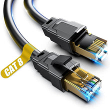 Load image into Gallery viewer, 60ft Weatherproof Cat 8 Ethernet Cable - 2000MHz, Ideal for Indoor &amp; Outdoor