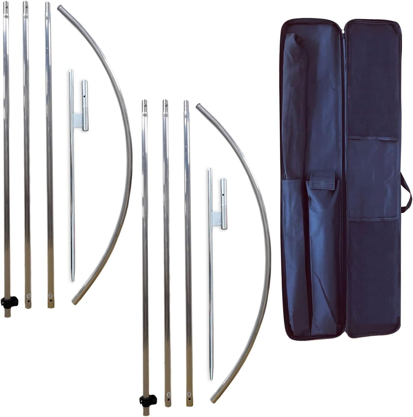 Durable 2-Pack Feather Flag Pole Kit - Easy Setup, 12FT Tall & Weather-Resistant