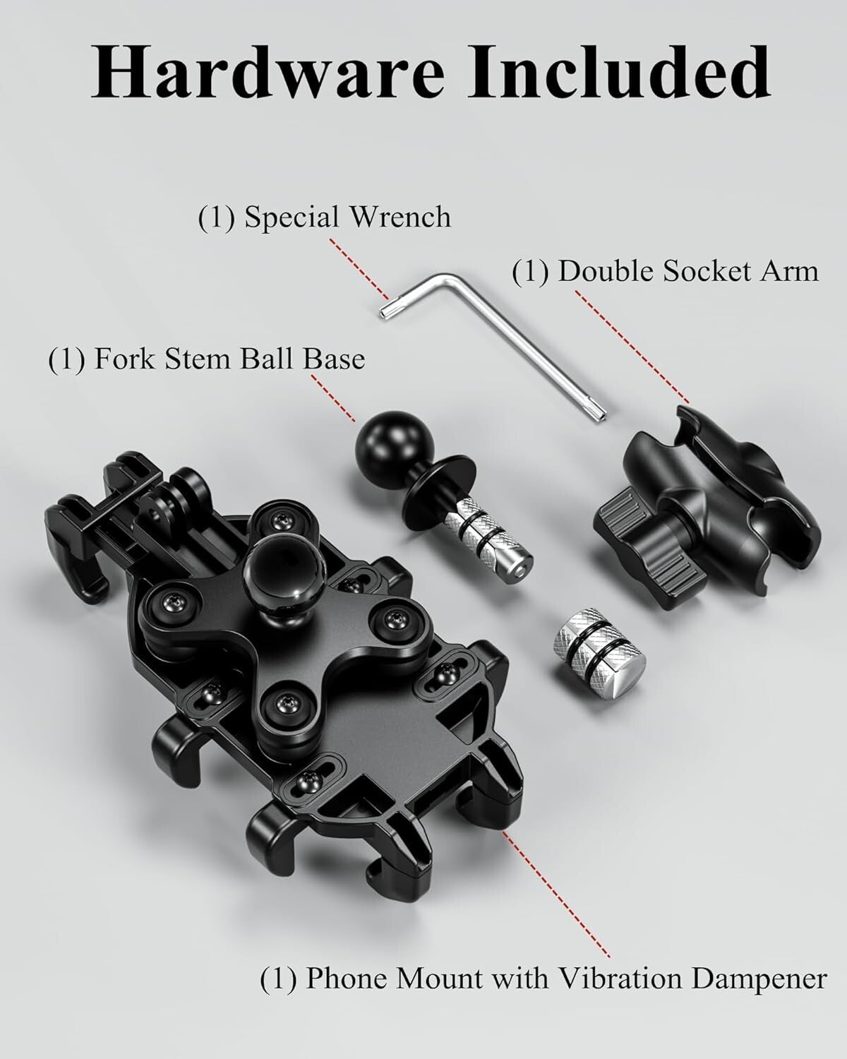Sturdy Motorcycle Cellphone Holder with Anti-Shake Design & Vibration Dampener