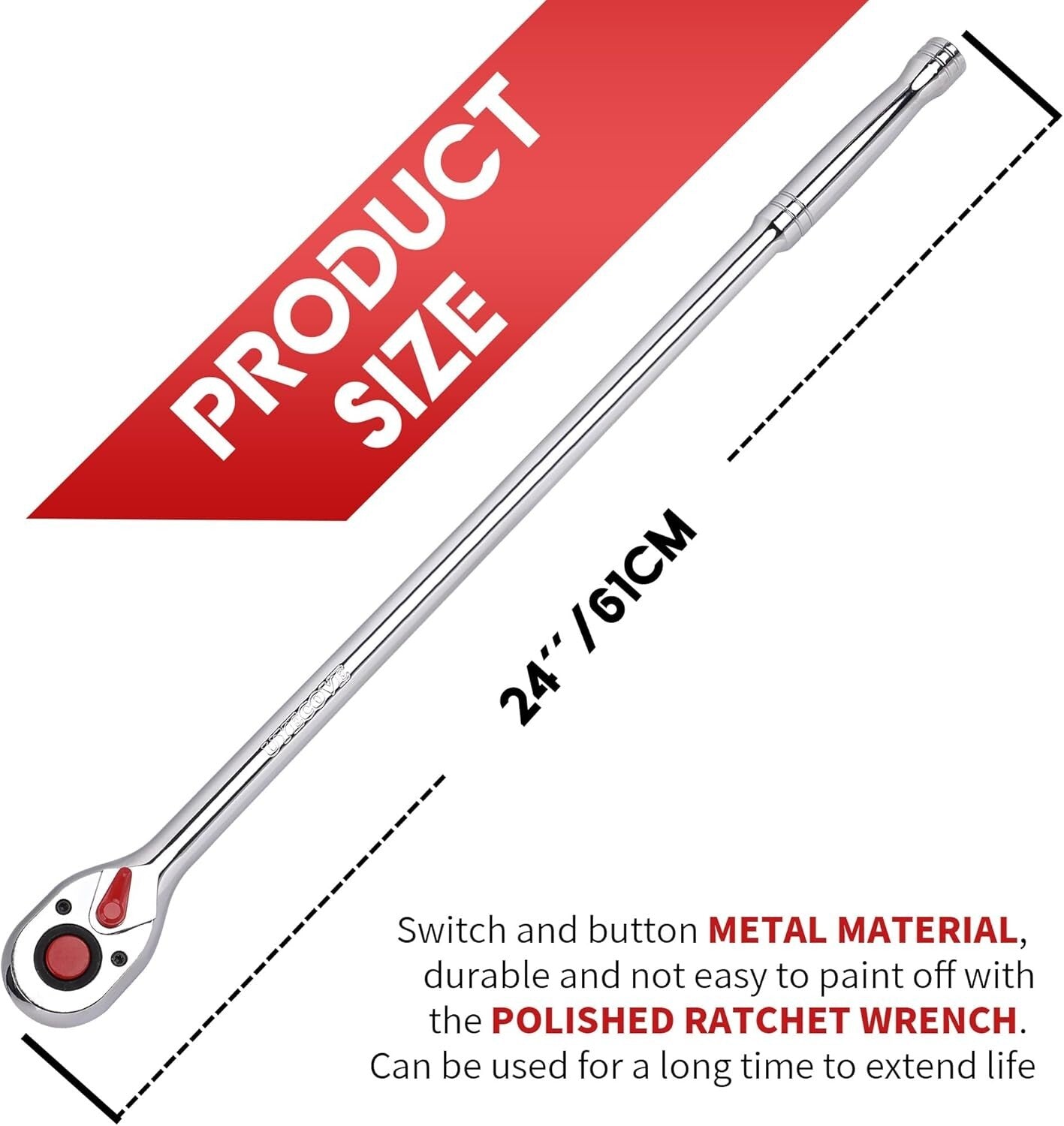 24-Inch Mechanic's Socket Wrench – 1/2-Inch Drive with Quick-Release Cr-Mo Head