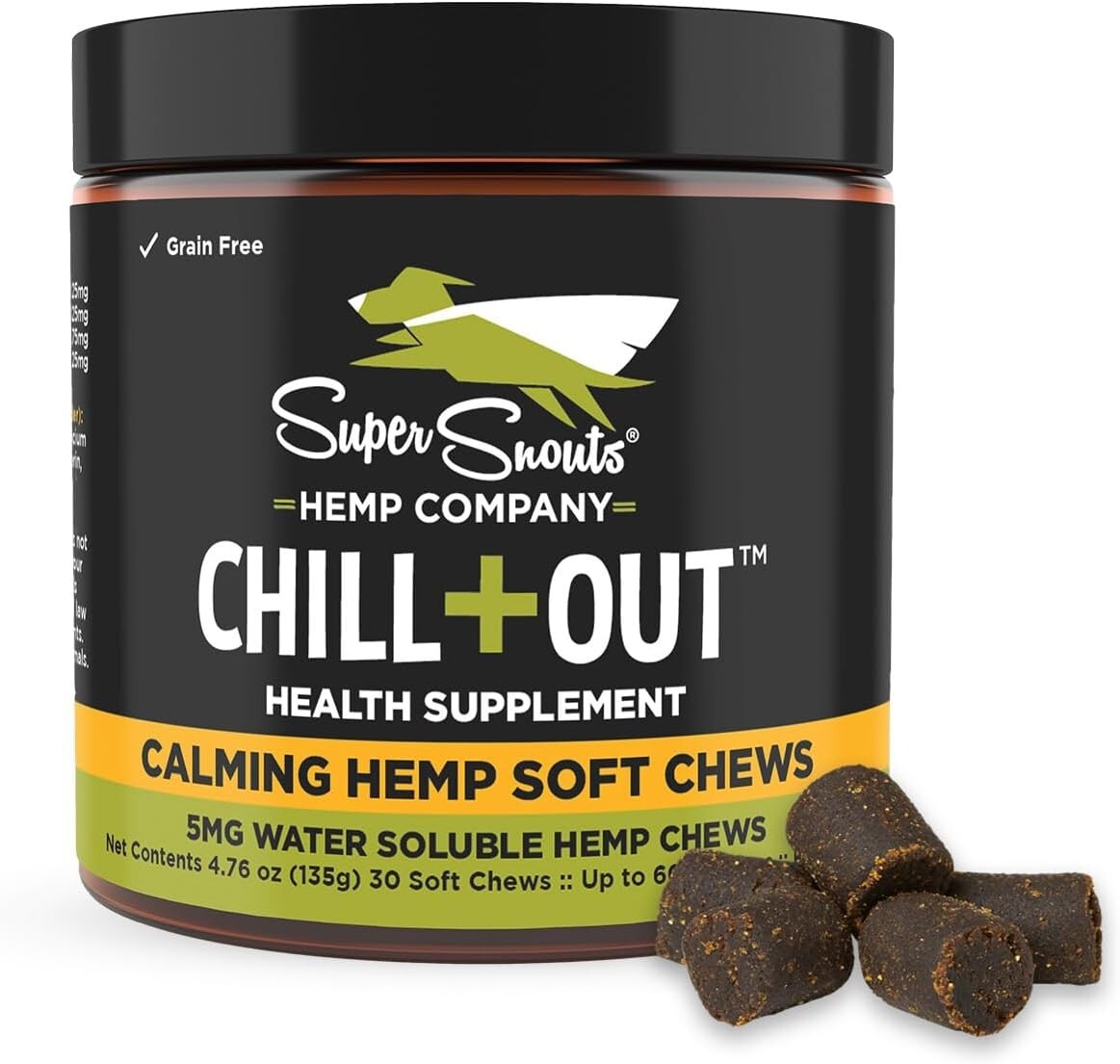 Organic Calming Pet Chews with Hemp & L-Tryptophan – 30 Beef Liver Soft Chews