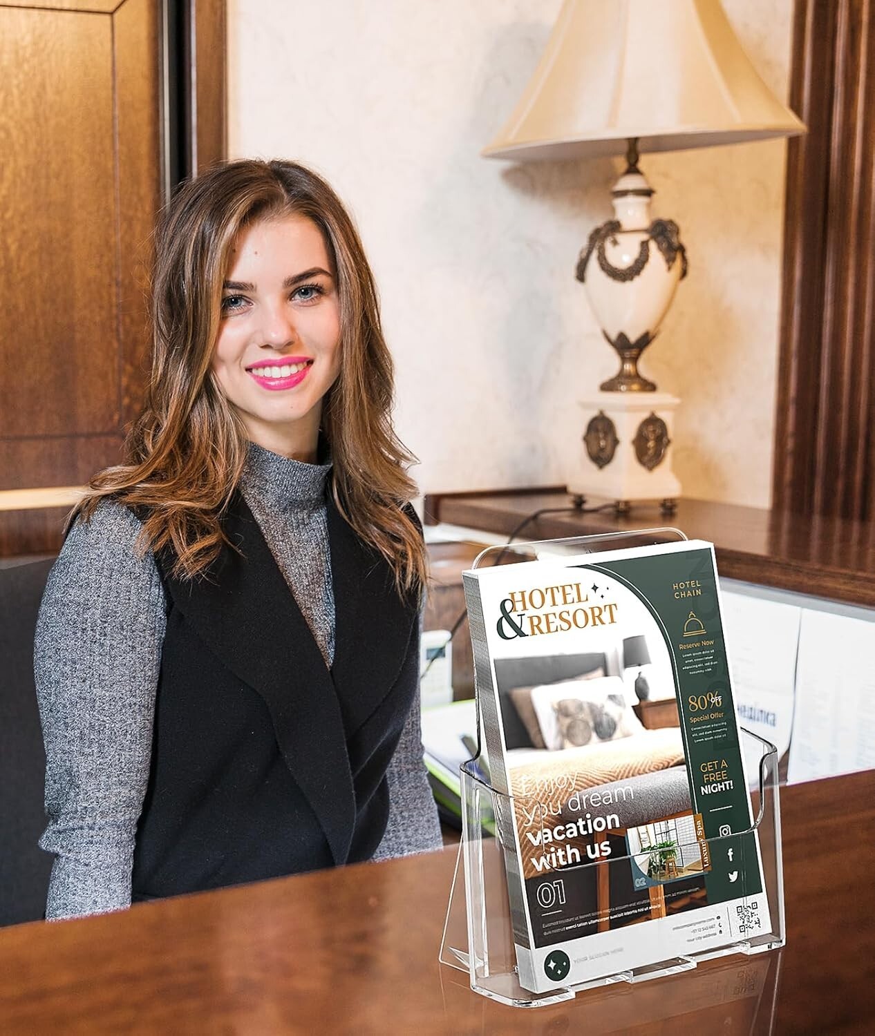 Multipurpose Clear Acrylic Flyer Holder 8.5 x 11 - Lightweight & Durable 4 Pack