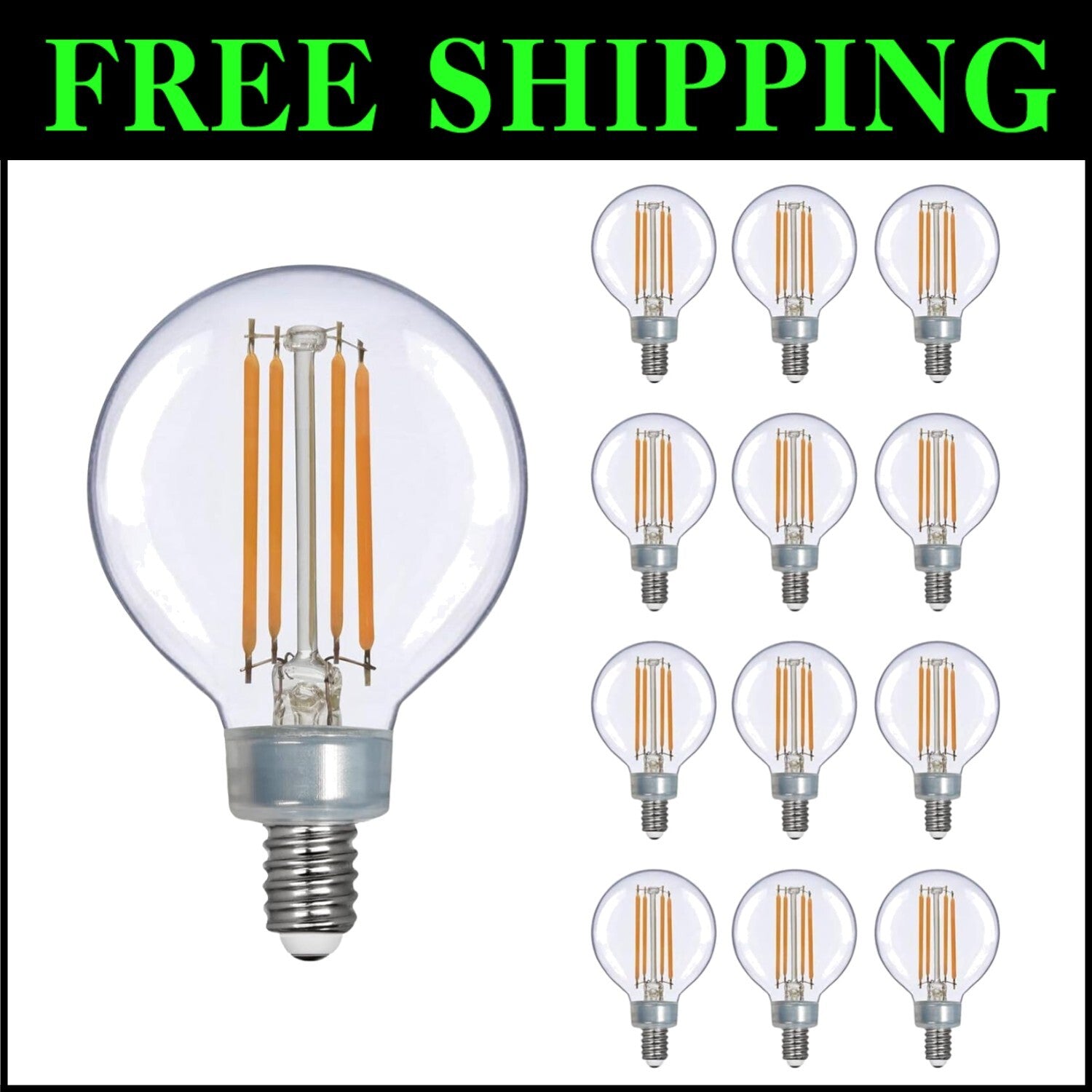 G16 LED Globe Bulb 12 Pack - 350 Lumens, Anti-Shock, Dimmable & Eco-Friendly