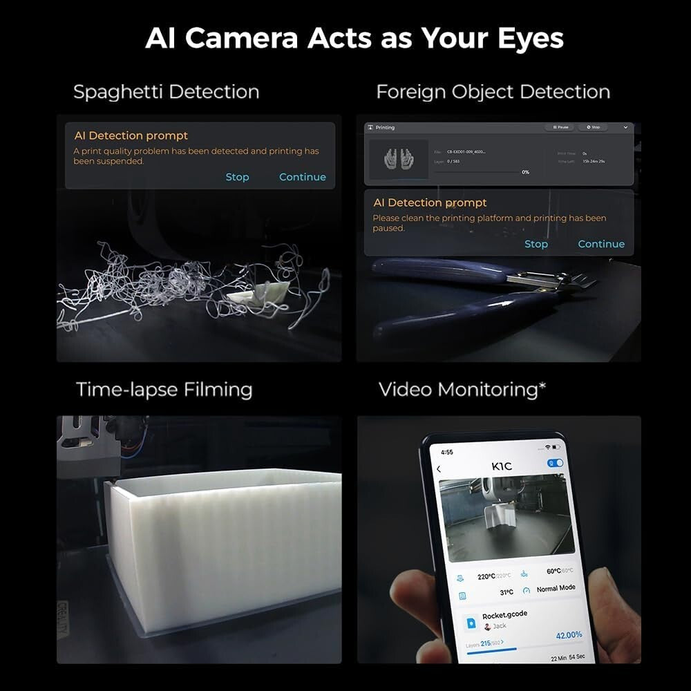 2024 Creality 3D Printer - Fast 600mm/s with Auto Leveling & Clog-Free Extruder