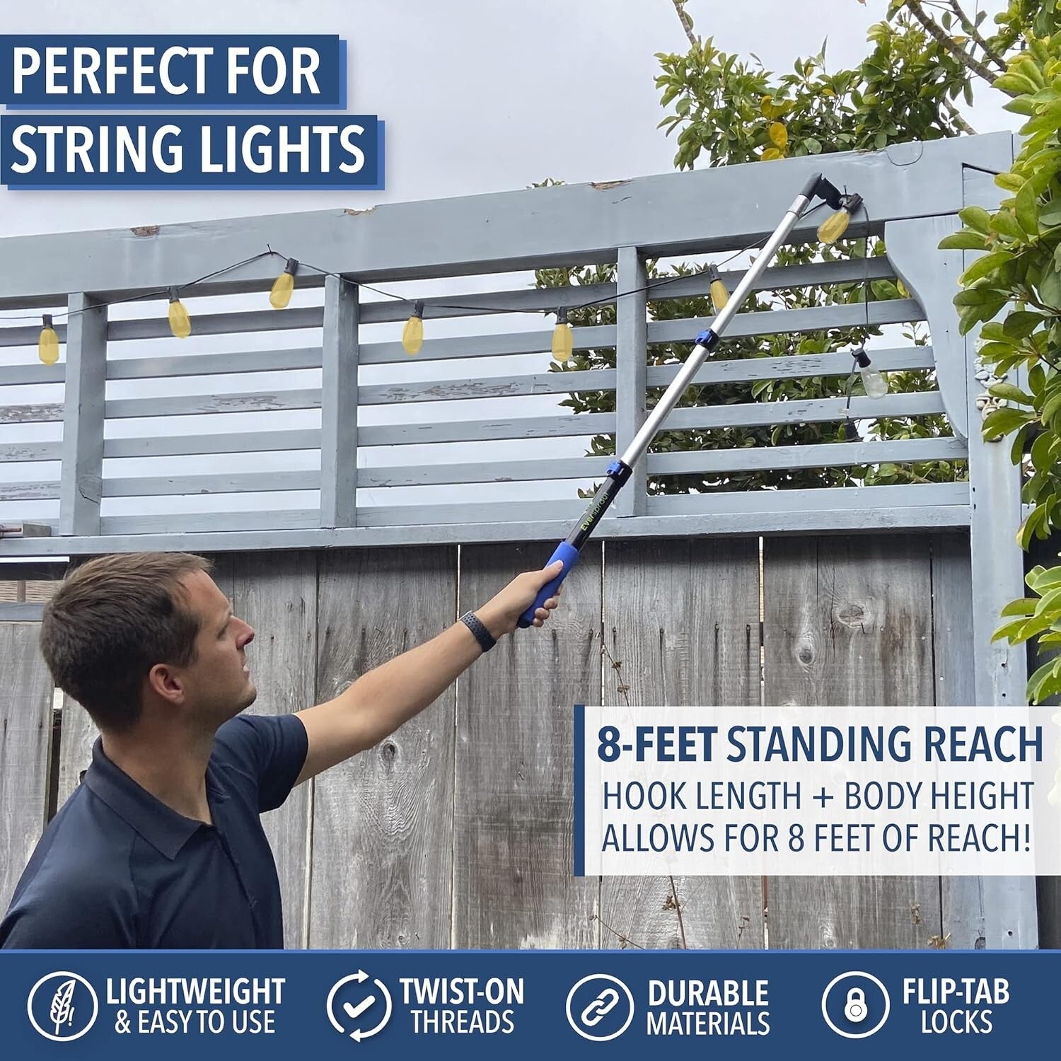 3.5ft Adjustable Utility Hook and Extension Pole for Effortless Reaching