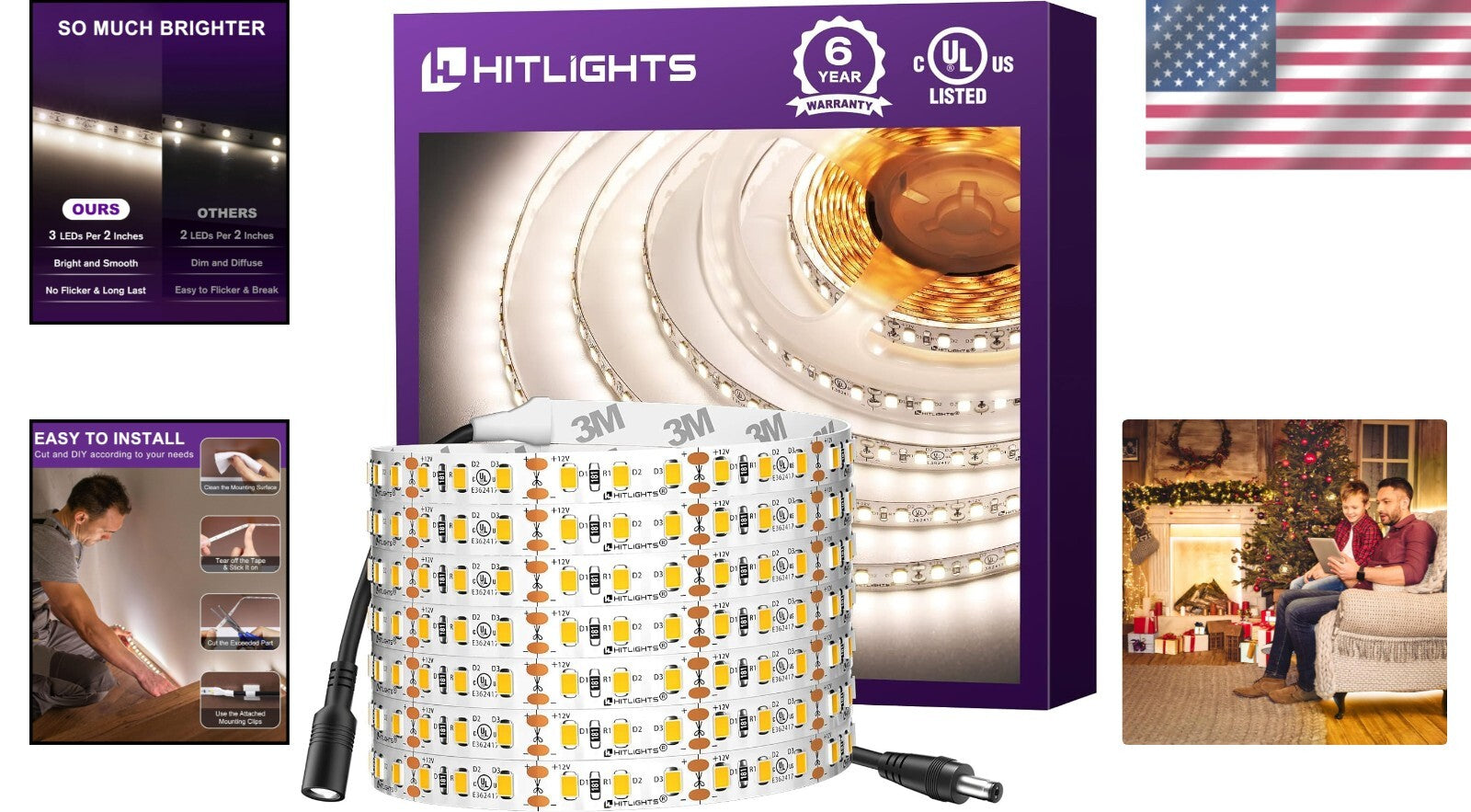 16.4ft Energy Efficient LED Tape Light, Dimmable 4000K - Ideal for Any Room