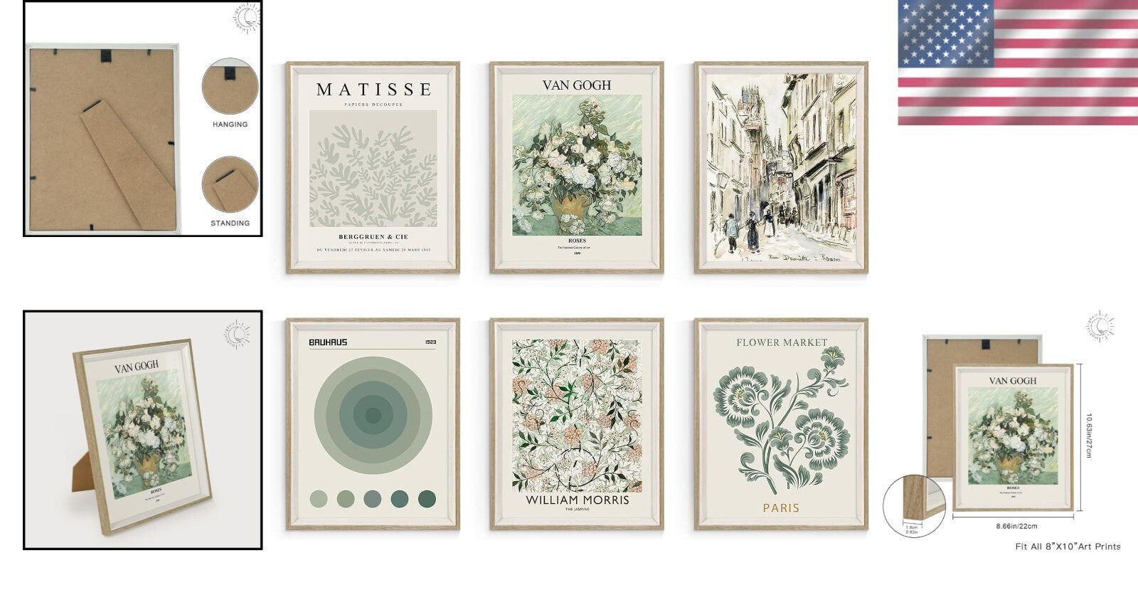 Elegant 8x10 Framed Matisse Wall Art Prints - Set of 6 for Chic Interiors