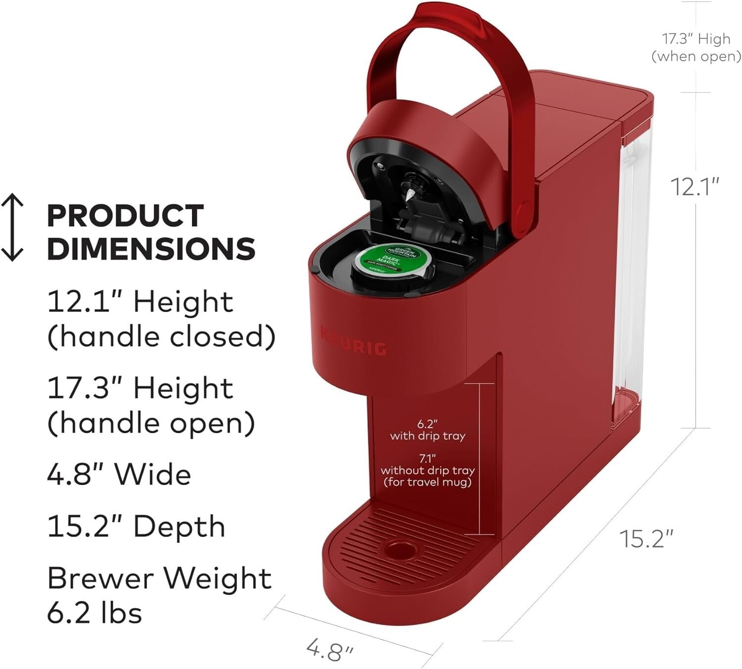 Fast Brewing Scarlet Red K-Slim Coffee Maker - Energy Efficient & Space-Saving