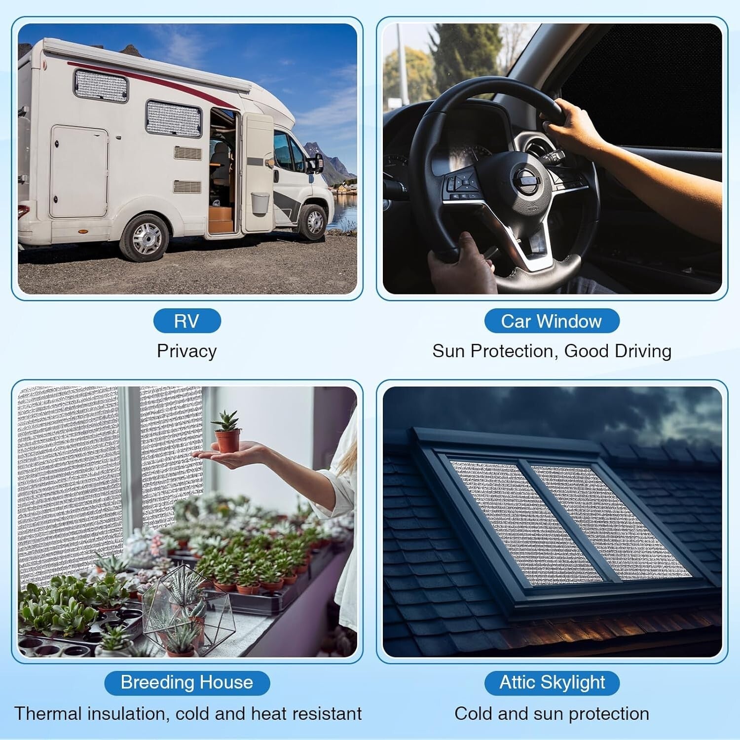 120" x 48" Blackout RV Window Shade Cover - Reflective Insulation Roll Kit