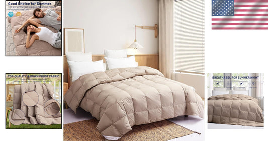Elegant 106x90” King Down Comforter with 8 Corner Tabs – Ideal for Summer Sleep