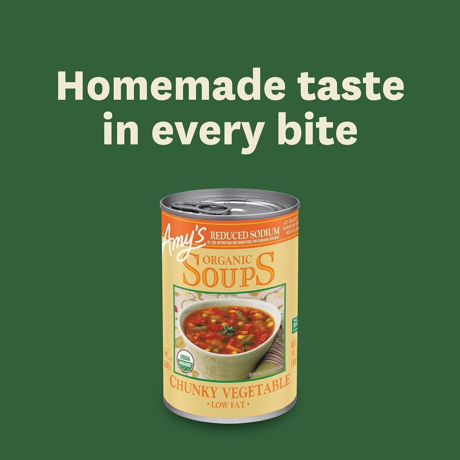 Garden-Fresh Amy's Vegan Soup, Chunky Vegetable, Reduced Sodium, 12-Pack 14.3 Oz