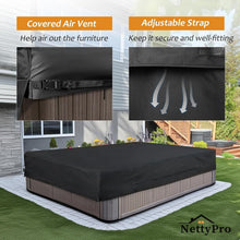 Load image into Gallery viewer, Adjustable Black Hot Tub Cover - Fade Resistant &amp; Waterproof, Rectangular 86x67