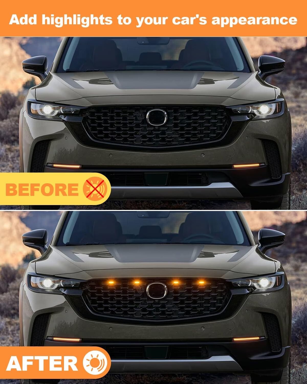 Weatherproof Yellow LED Grille Lights for 2025 Mazda CX-50 - Stylish & Safe