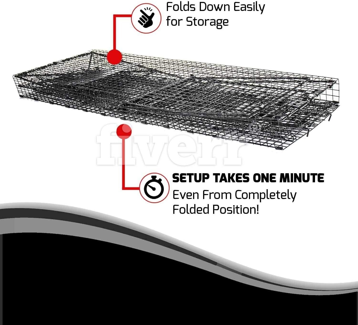 Durable 50 Inch Black Animal Trap - Capture Groundhogs, Coyotes Safely