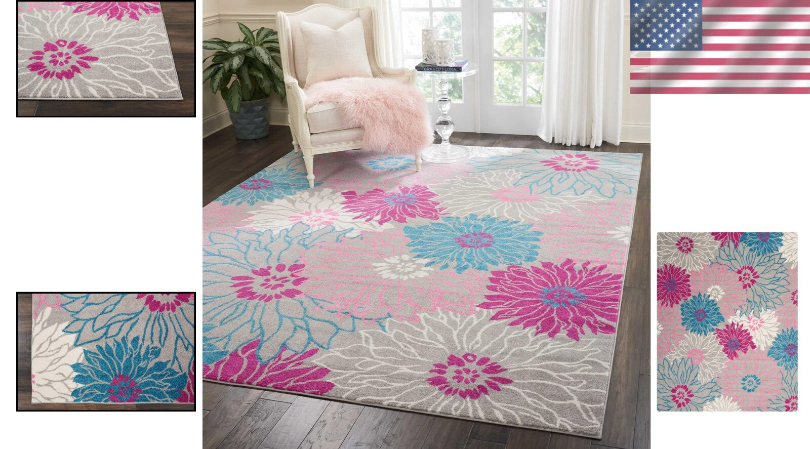 Non-Shedding Floral 8'x10' Area Rug - Perfect for Stylish Living Spaces