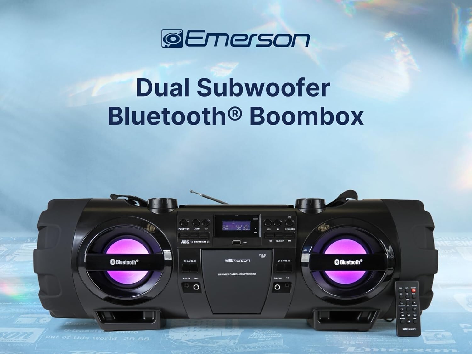 Versatile Portable Bluetooth Stereo System with CD Player and Dual Subwoofers