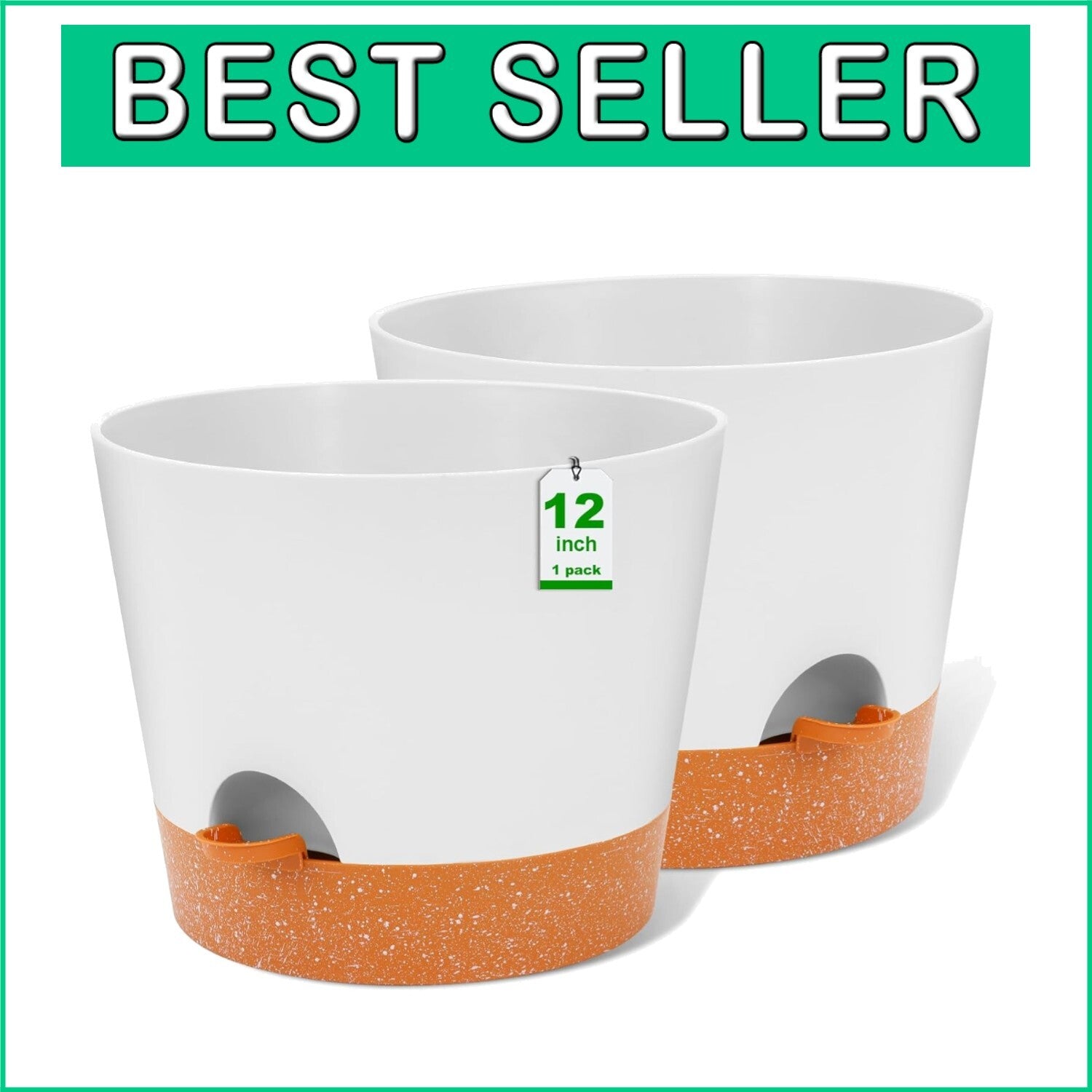 Elegant Matte White Planters - 12-Inch Self-Watering Flower Pots with Reservoir