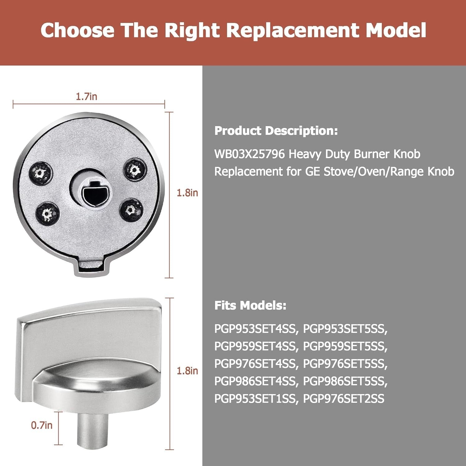 Durable 5-Pack Burner Control Knobs for GE, Kenmore & Hotpoint - Easy Install