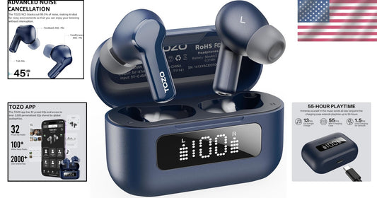 Bluetooth 5.3 Noise Cancelling Earbuds with 32 EQ Modes and Waterproof Design