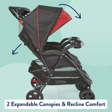 Load image into Gallery viewer, Cloud Plus Red/Black Double Stroller - Reclining, Spacious, and Stylish Design