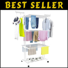 Load image into Gallery viewer, 4-Tier Clothes Drying Rack with Castors - Stable, Rust-Resistant, and Durable