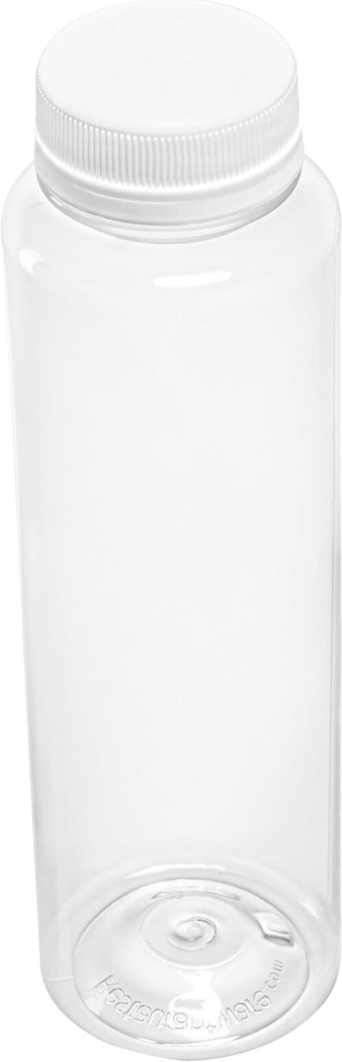 100 Recyclable 12 Oz Plastic Juice Bottles with Tamper-Evident Safety Caps