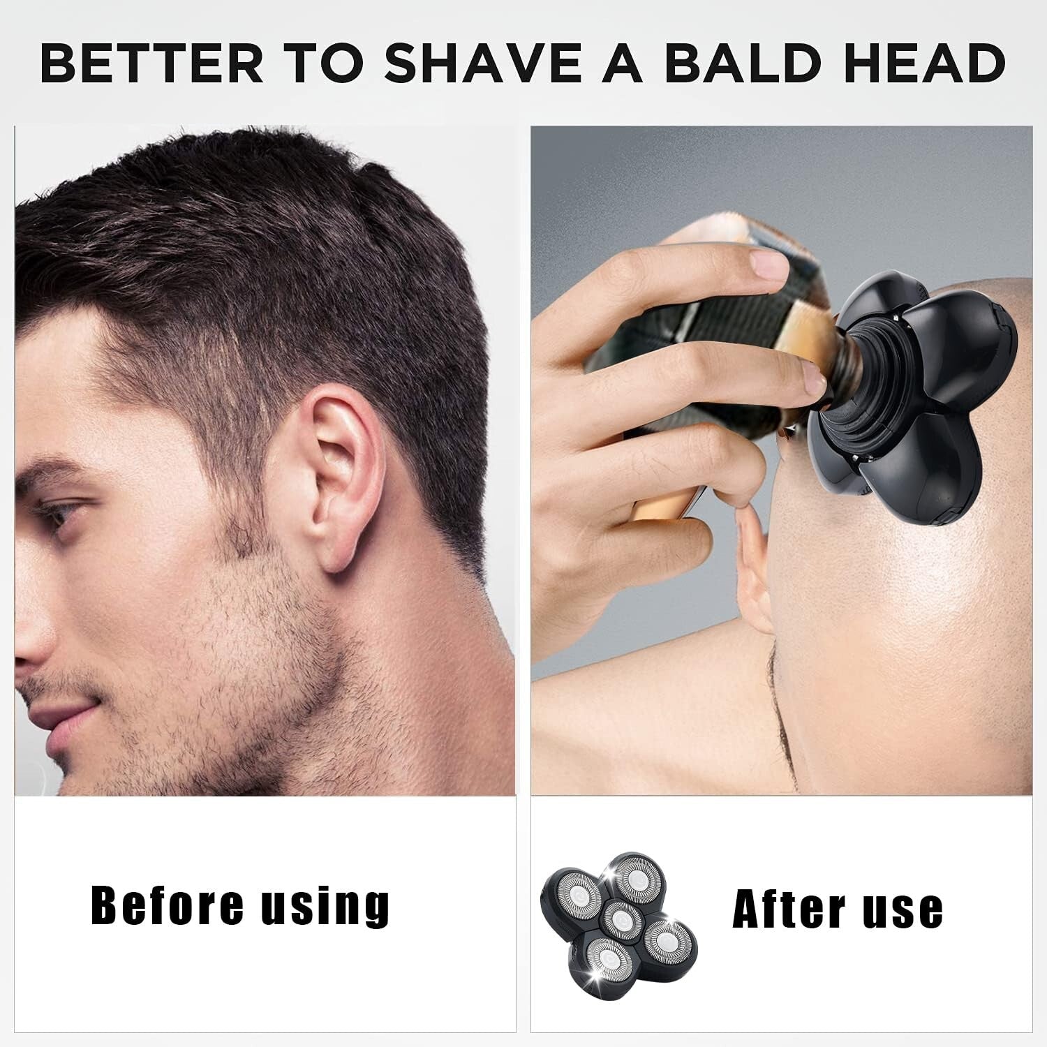 4PCS 360-Degree Shaver Replacement Blades for Bald Men & Women - Safe and Smooth