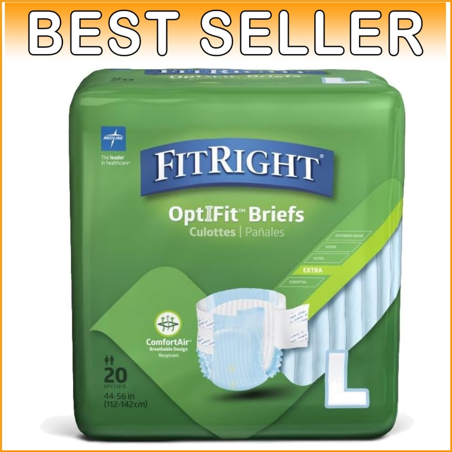 Moderate Absorbency Disposable Adult Diapers with Resealable Tabs - Large Size