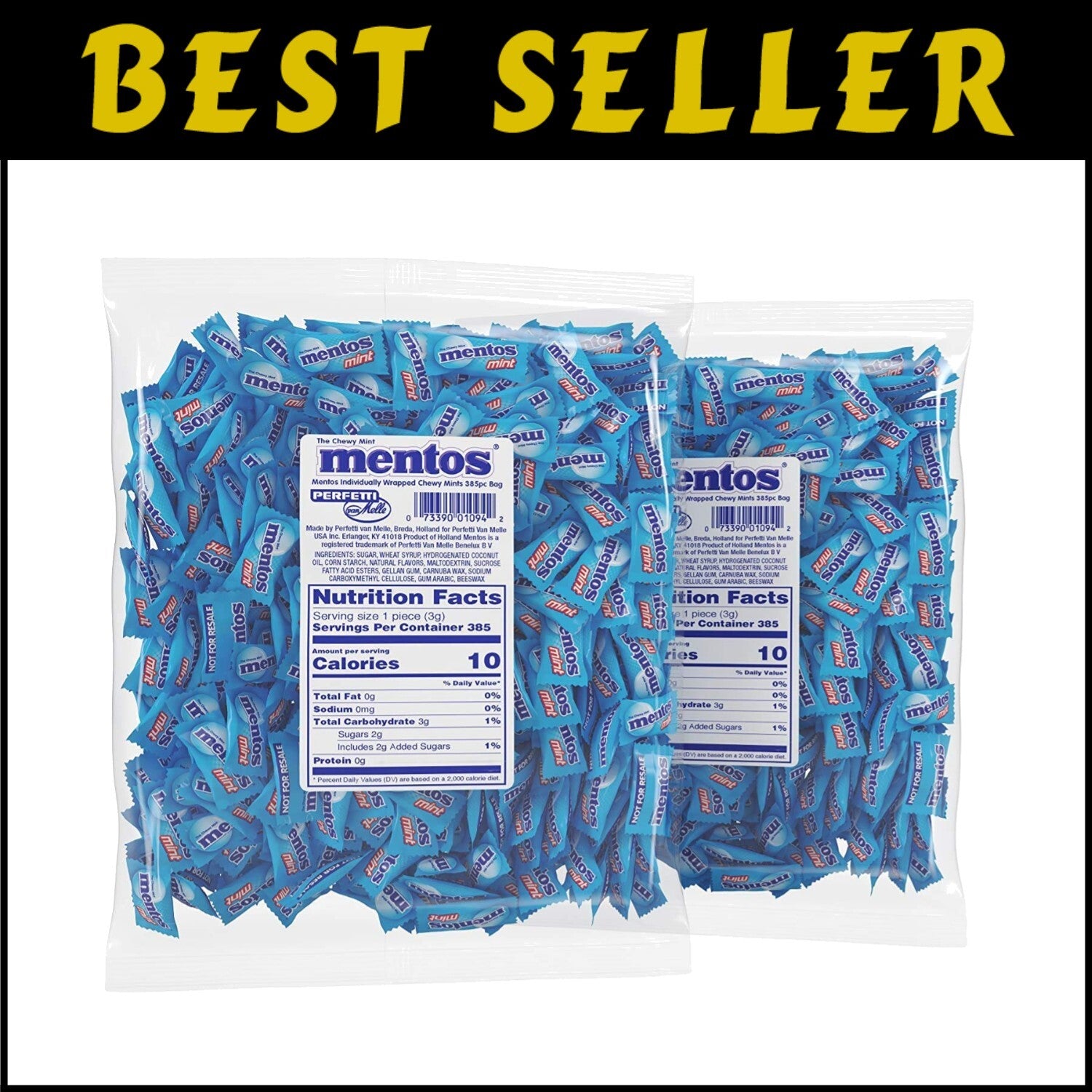 Chewy Mint Candy Bulk Bag - 37 oz of Individually Wrapped Peppermint Delights