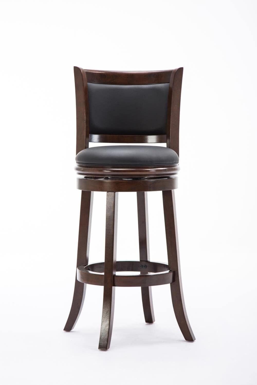Comfortable 29-Inch Augusta Swivel Stool with Rubberwood Frame and Faux Leather