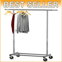 Load image into Gallery viewer, Extendable Chrome Garment Rack – 42 to 67 Inches, Perfect for Home &amp; Commercial