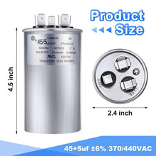 Load image into Gallery viewer, High-Performance 45/5 MFD Capacitor Set for Air Conditioning Units - 370V/440V