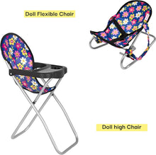 Load image into Gallery viewer, Toddler-Friendly 4 Piece Doll Accessories Set - Stroller, High Chair &amp; Carry Bag