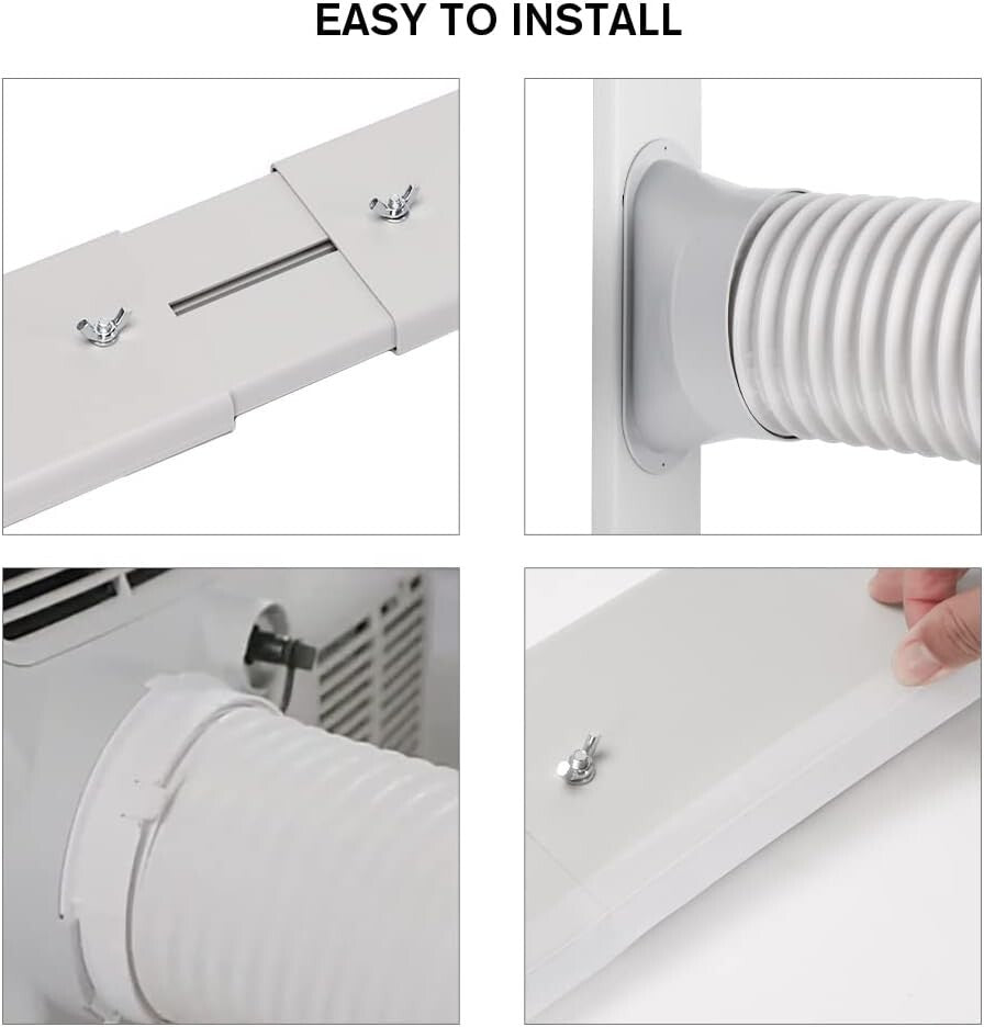 Adjustable Portable AC Window Vent Kit - 5.9 Inch Exhaust Hose, 78.7 Inch Length