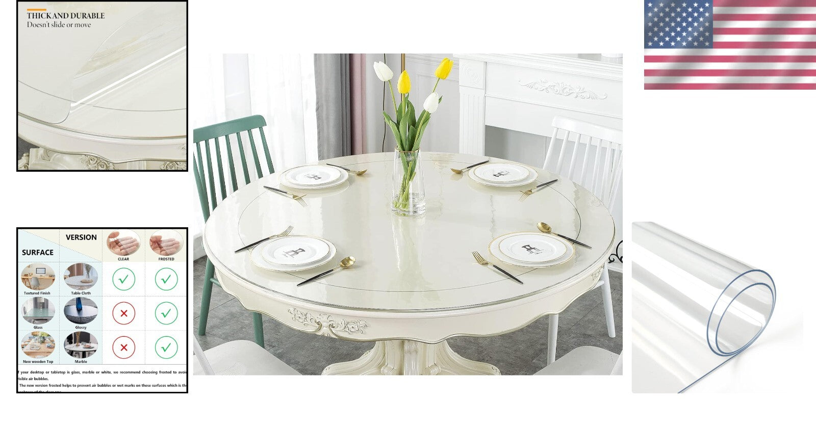 Crystal Clear 45" Round Table Protector - Heavy-Duty Protection for Any Surface