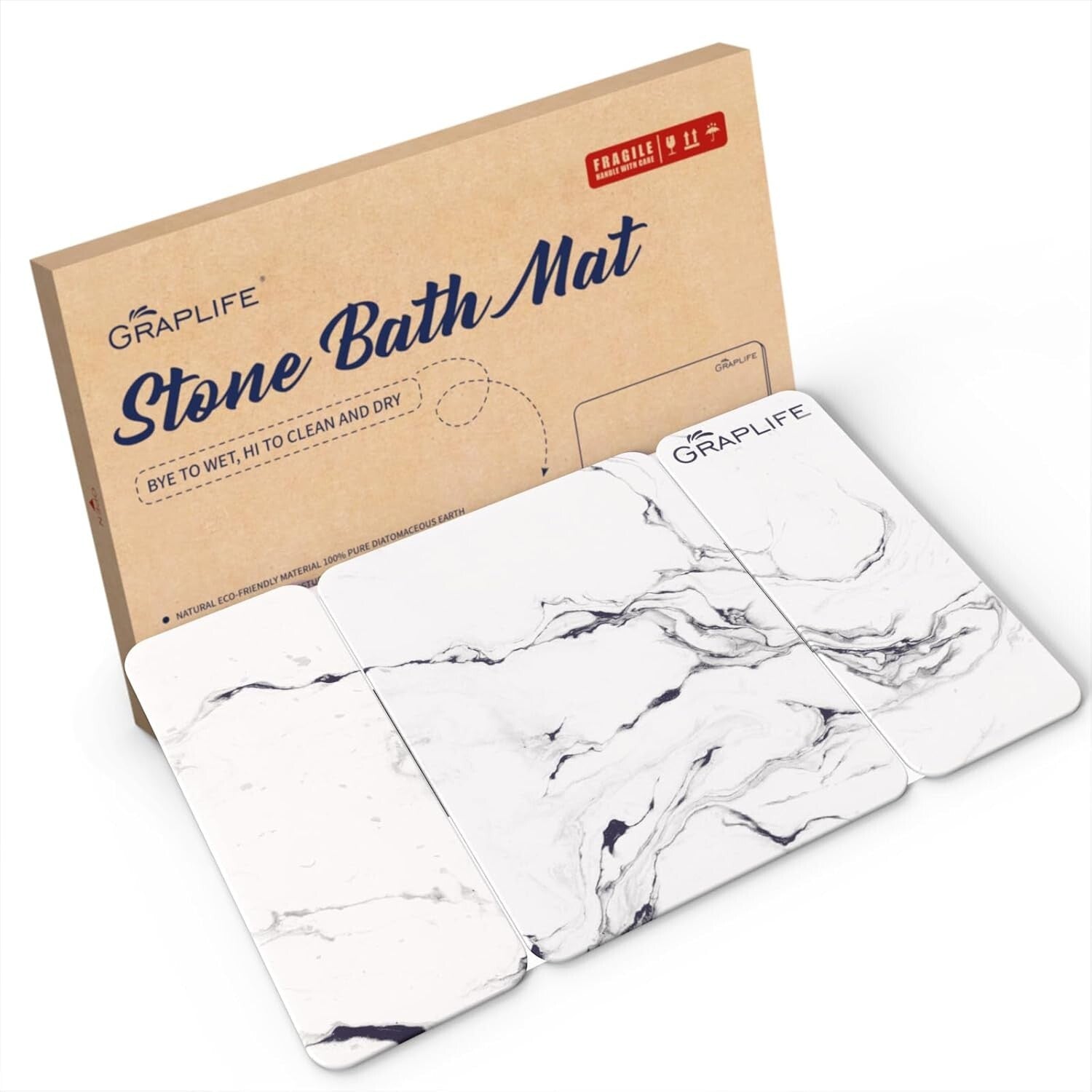 Diatomaceous Earth Non-Slip Bath Mat - 31.5X19.69" Fast-Drying White Elegance