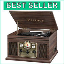 Load image into Gallery viewer, Espresso 6-in-1 Bluetooth Turntable &amp; Multimedia Station with Built-In Speakers