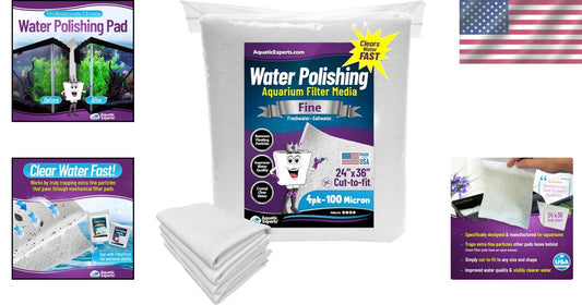 Cut-to-Fit 100 Micron Water Polishing Pad - 4 Pack, Perfect for Fish Tanks