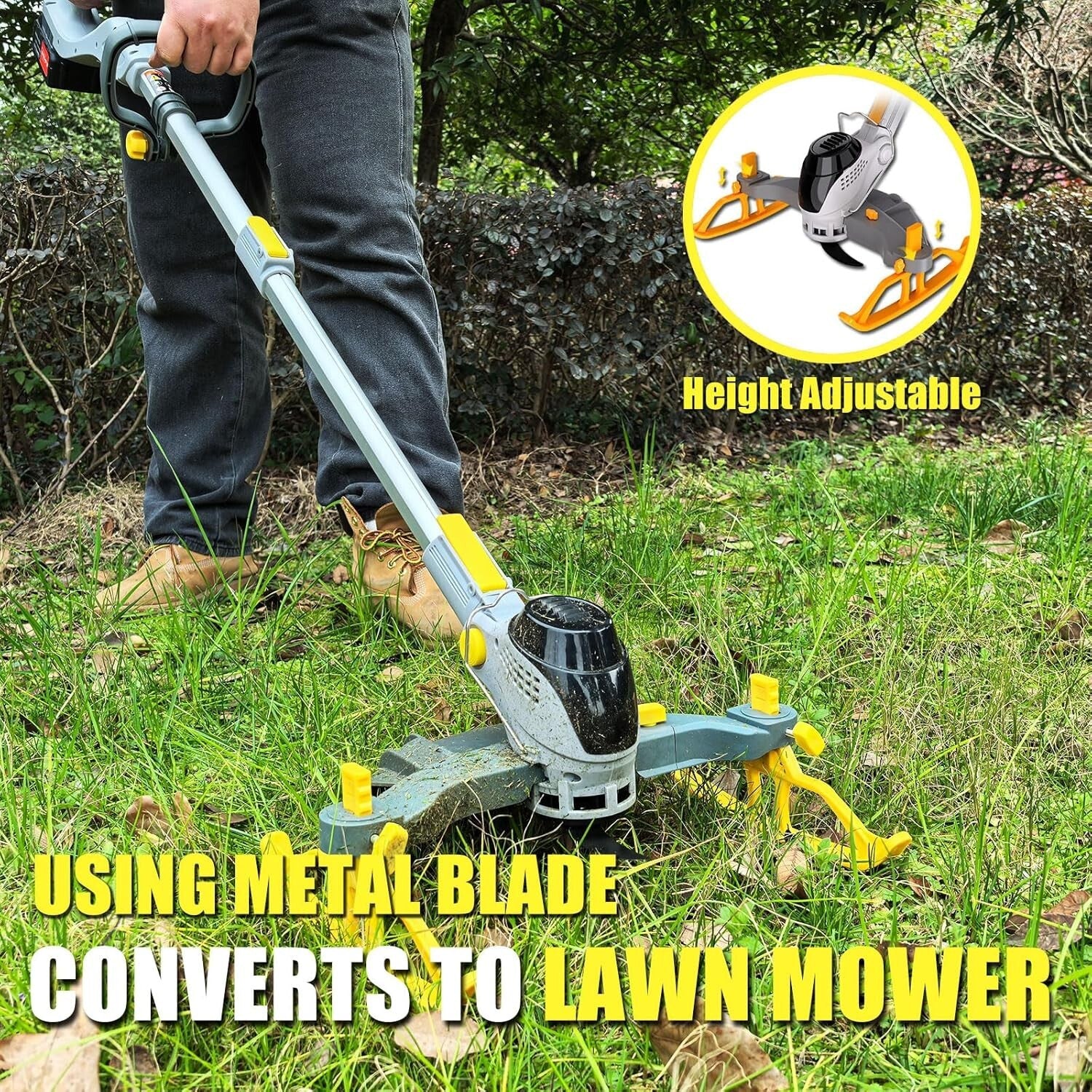 12-Inch Cordless String Trimmer & Edger with 3 Cutting Methods - Battery Powered