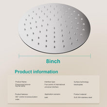 Load image into Gallery viewer, Ultra-Thin 8" Rain Shower Head in Brushed Nickel - Easy No-Plumber Install