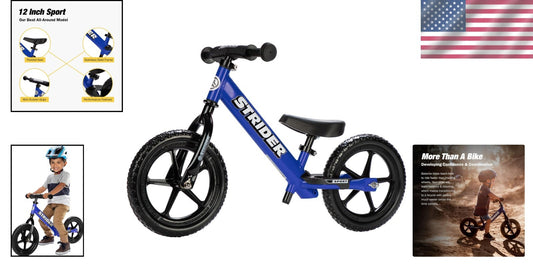 Blue 12" Balance Bike for Toddlers - Padded Seat, Mini Grips & Flat-Free Tires