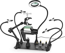 Load image into Gallery viewer, Heavy Duty Magnetic Helping Hands Soldering Station with 3X LED Magnifier