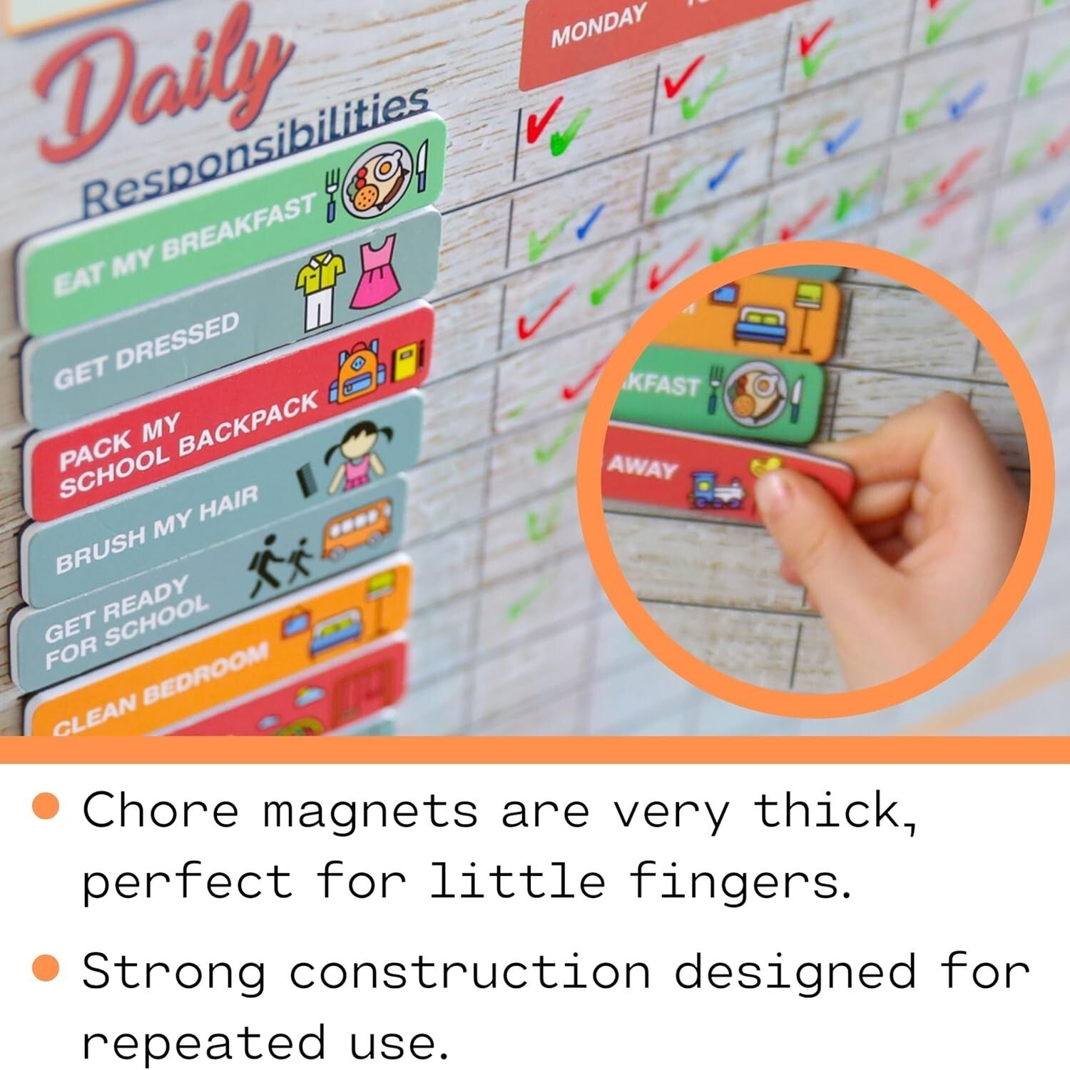 Customizable Reward Chart for Kids - Large Magnetic Chore Tracker for Families