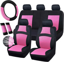 Load image into Gallery viewer, Cute Universal 13PCS Breathable Seat Covers for SUVs &amp; Trucks – Hot Pink Accents
