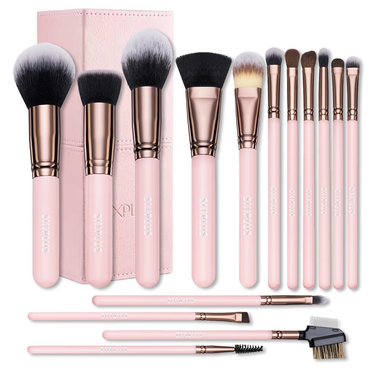 Travel-Friendly 15-Piece Pink Makeup Brushes - All Skin Types, Elegant Gift