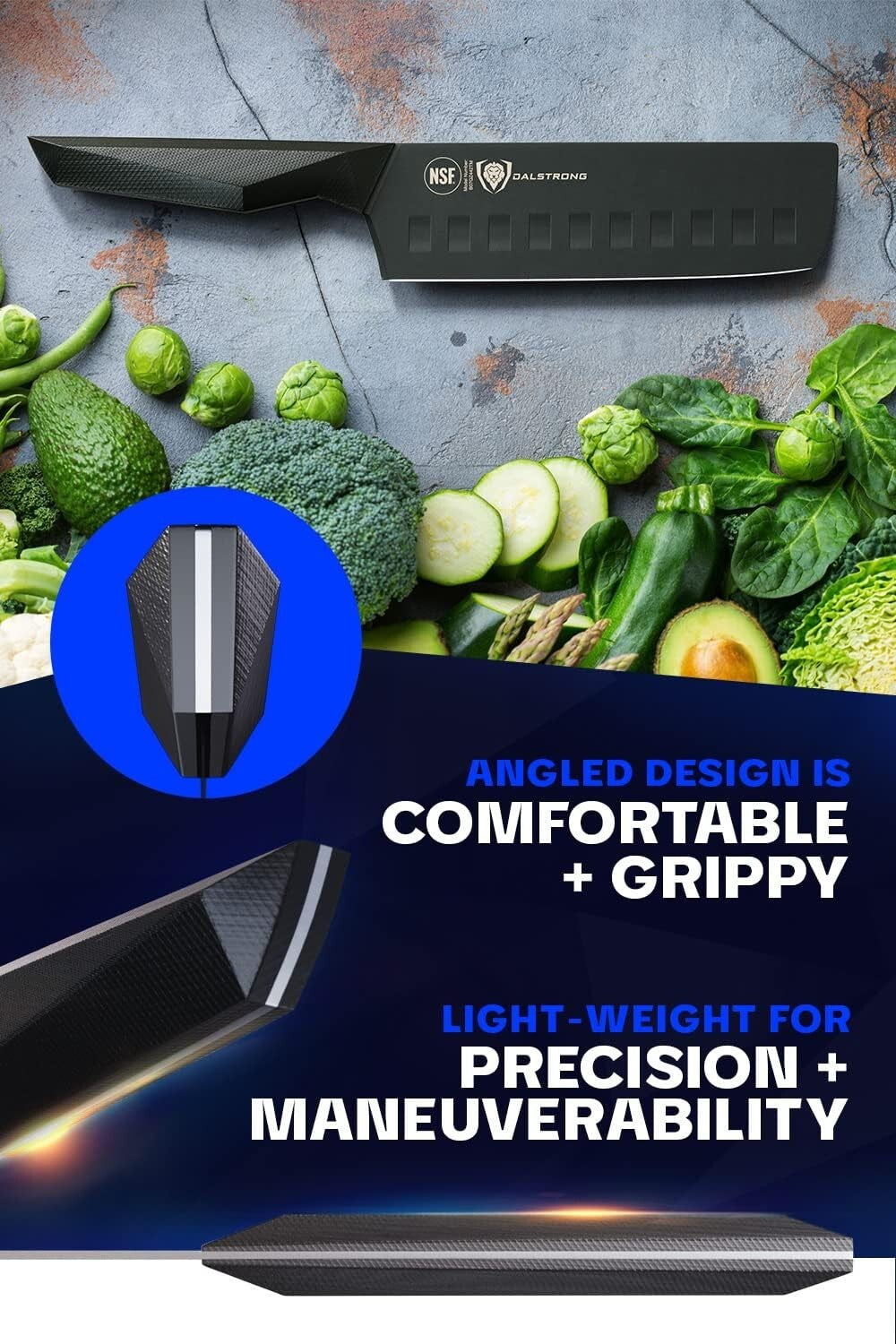 High-Performance 7-Inch Nakiri Knife - Black Titanium Coated & Comfortable Grip