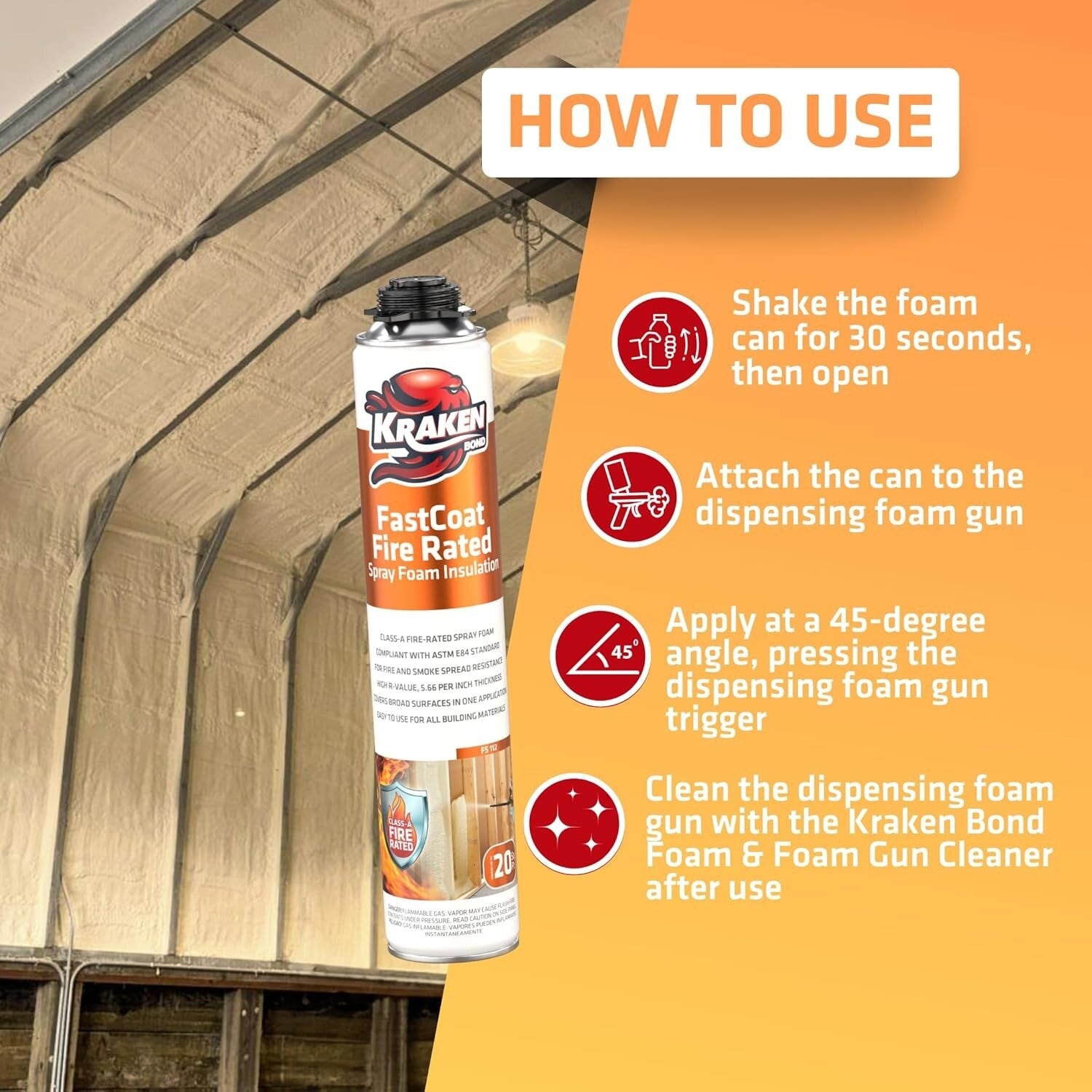 Class-A Fire Rated Spray Foam Insulation - High-Efficiency, 2x27.1 oz Cans